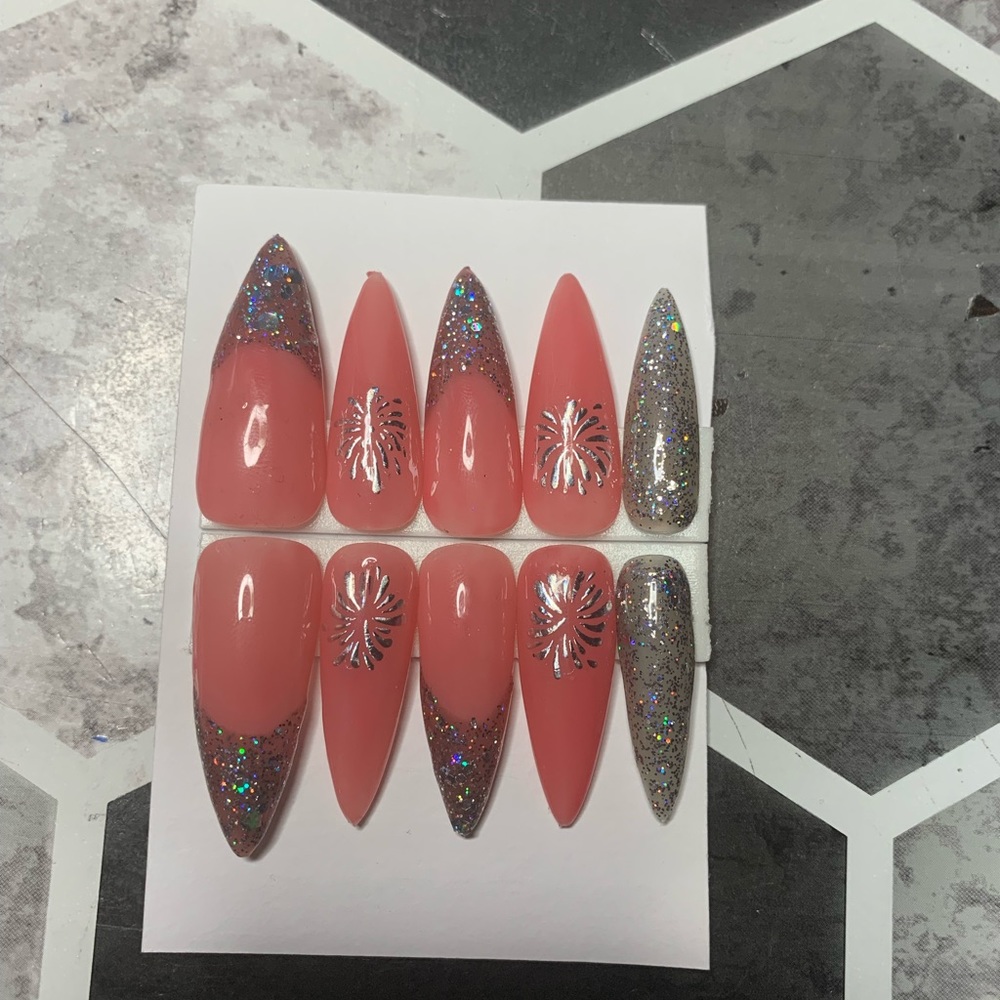 Gel nails glue, sticky taps, nail file , alcohol prep pad, cuticle stick